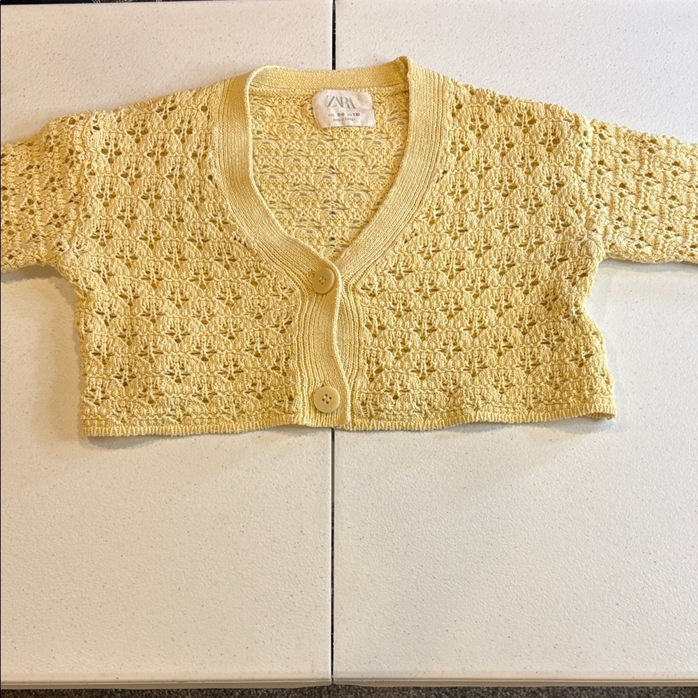 Zara Yellow Crochet Cardigan - Picture 4 of 6